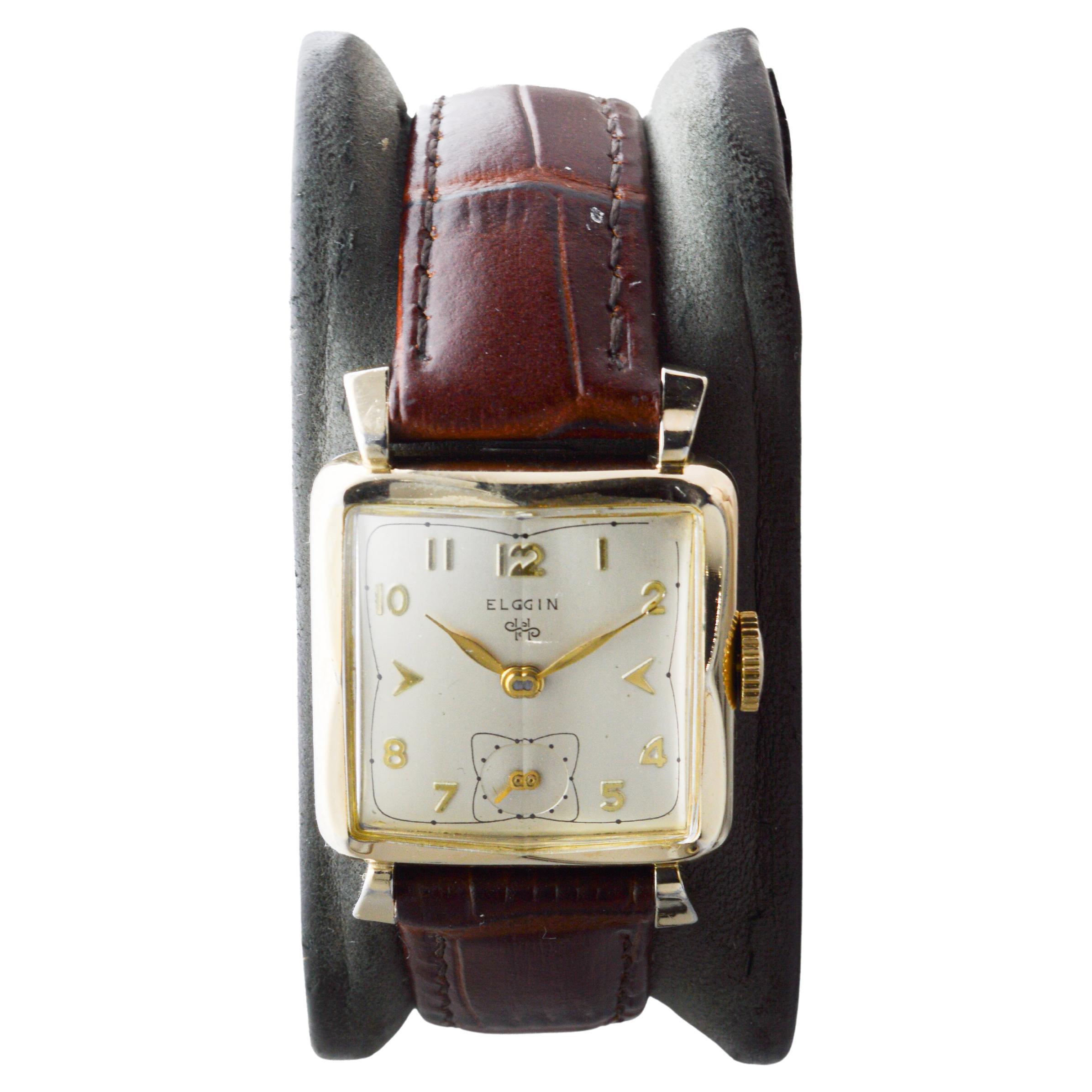 Femenino o masculino Reloj Art Déco Elgin relleno de oro en venta