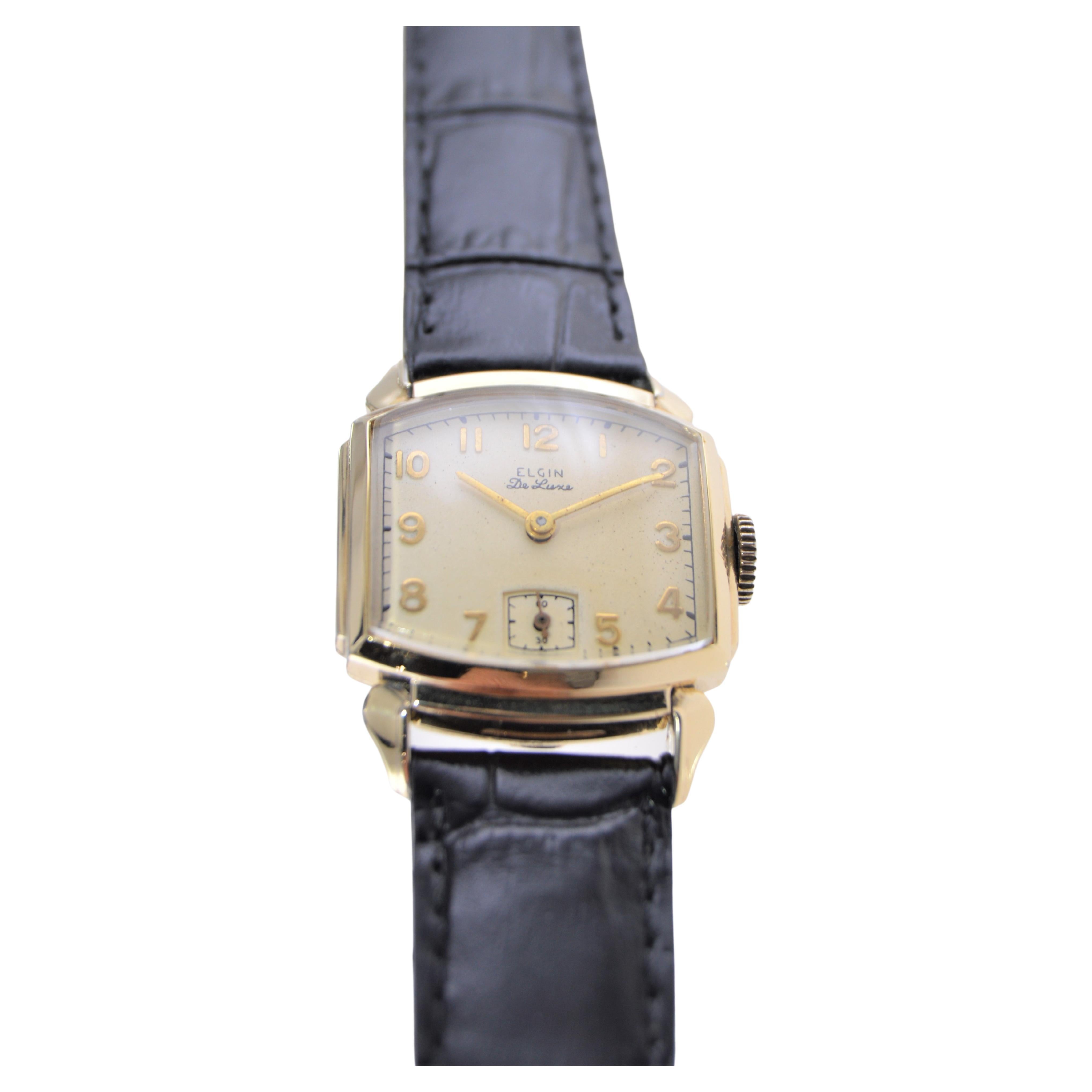 Elgin Gold Filled Art Deco Watch with Original Dial from 1940's For Sale 3