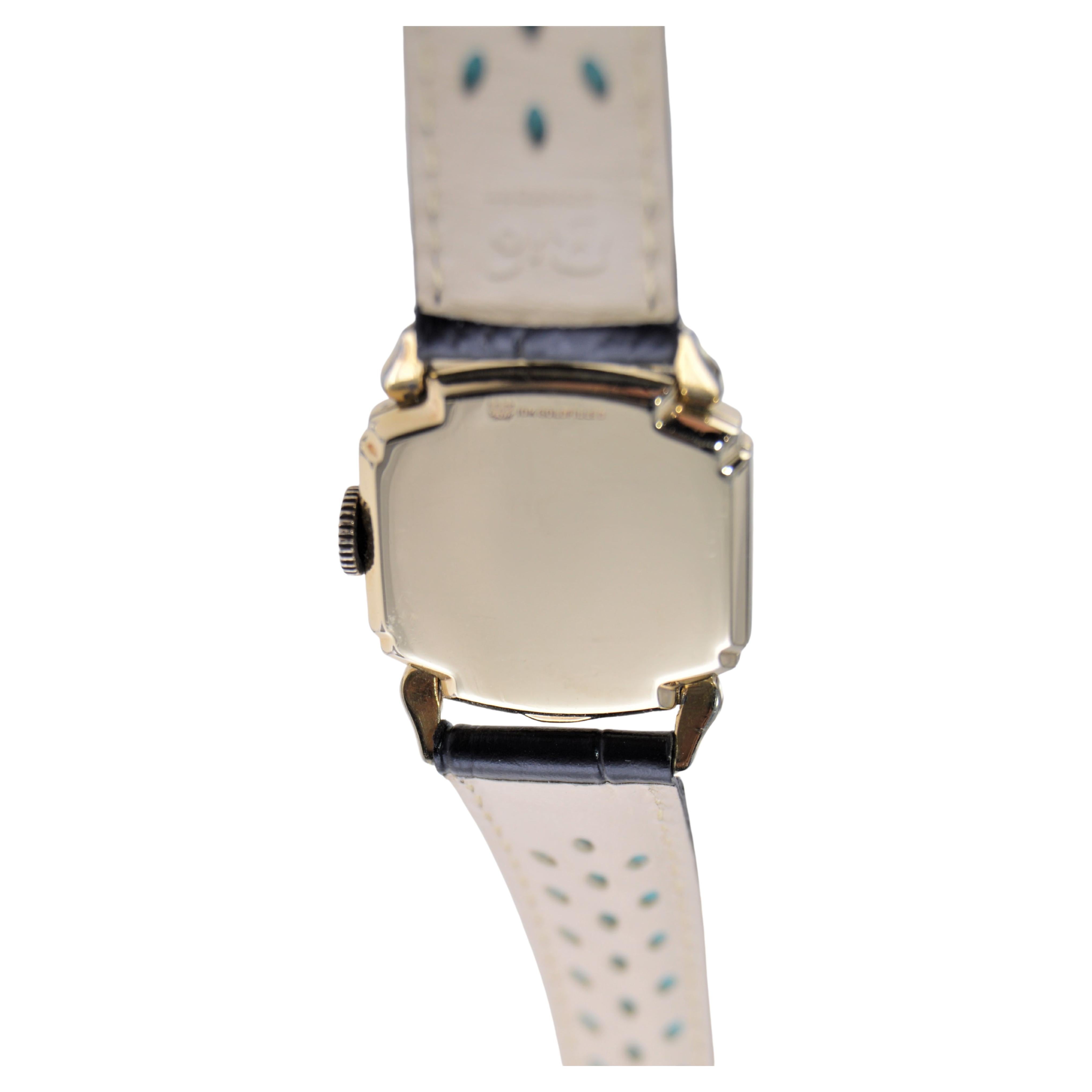 Elgin Gold Filled Art Deco Watch with Original Dial from 1940's For Sale 6