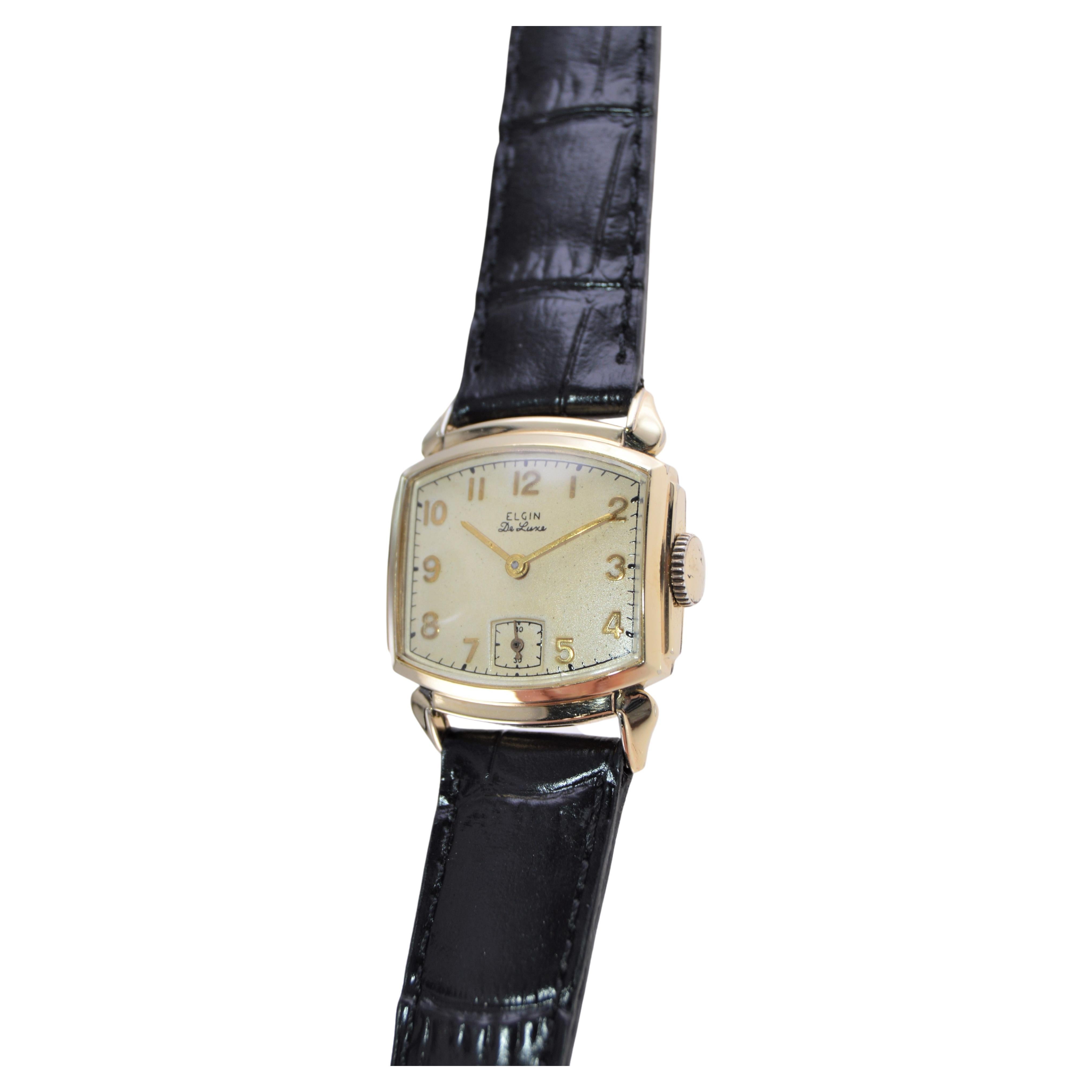 Elgin Gold Filled Art Deco Watch with Original Dial from 1940's For Sale 1