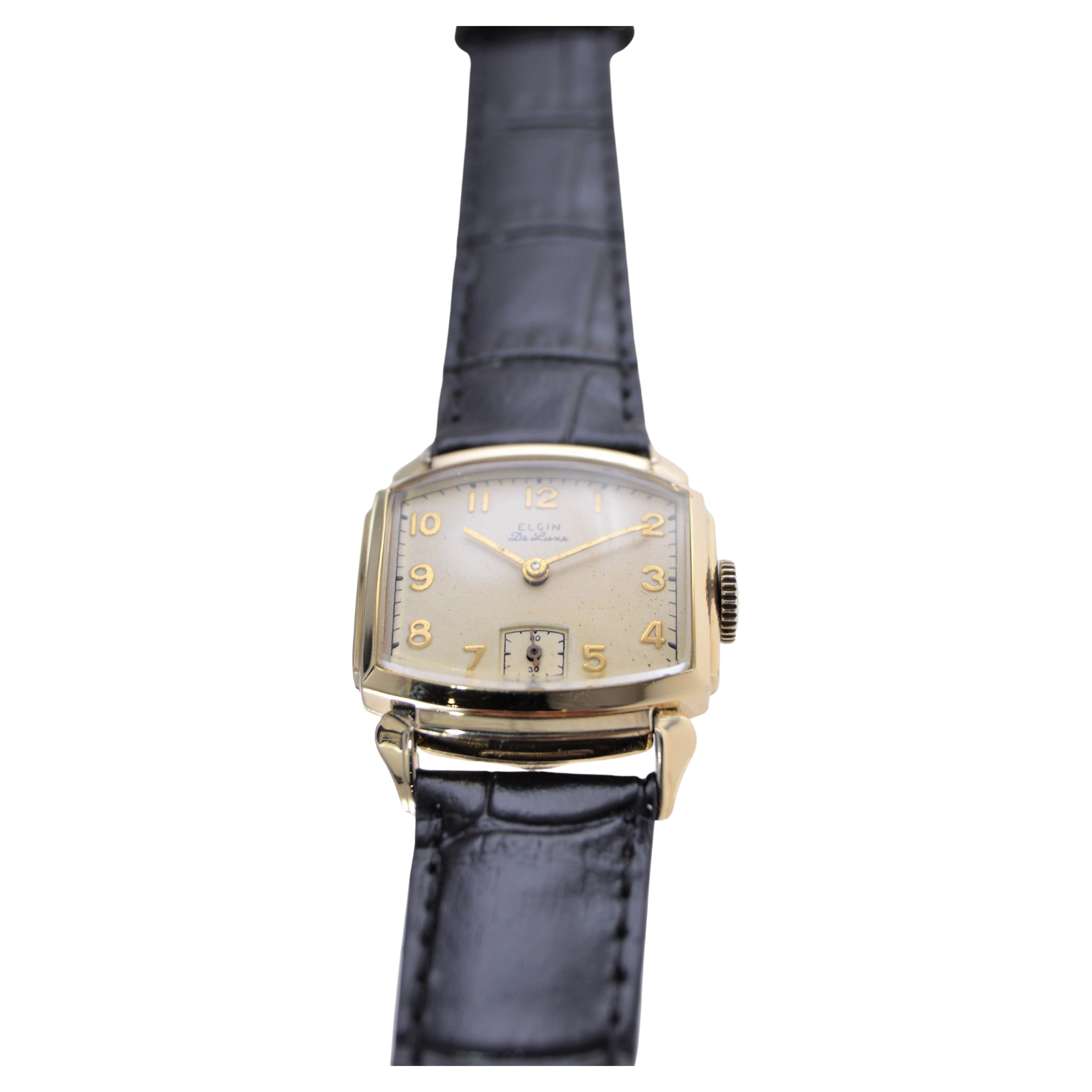 Elgin Gold Filled Art Deco Watch with Original Dial from 1940's For Sale 2