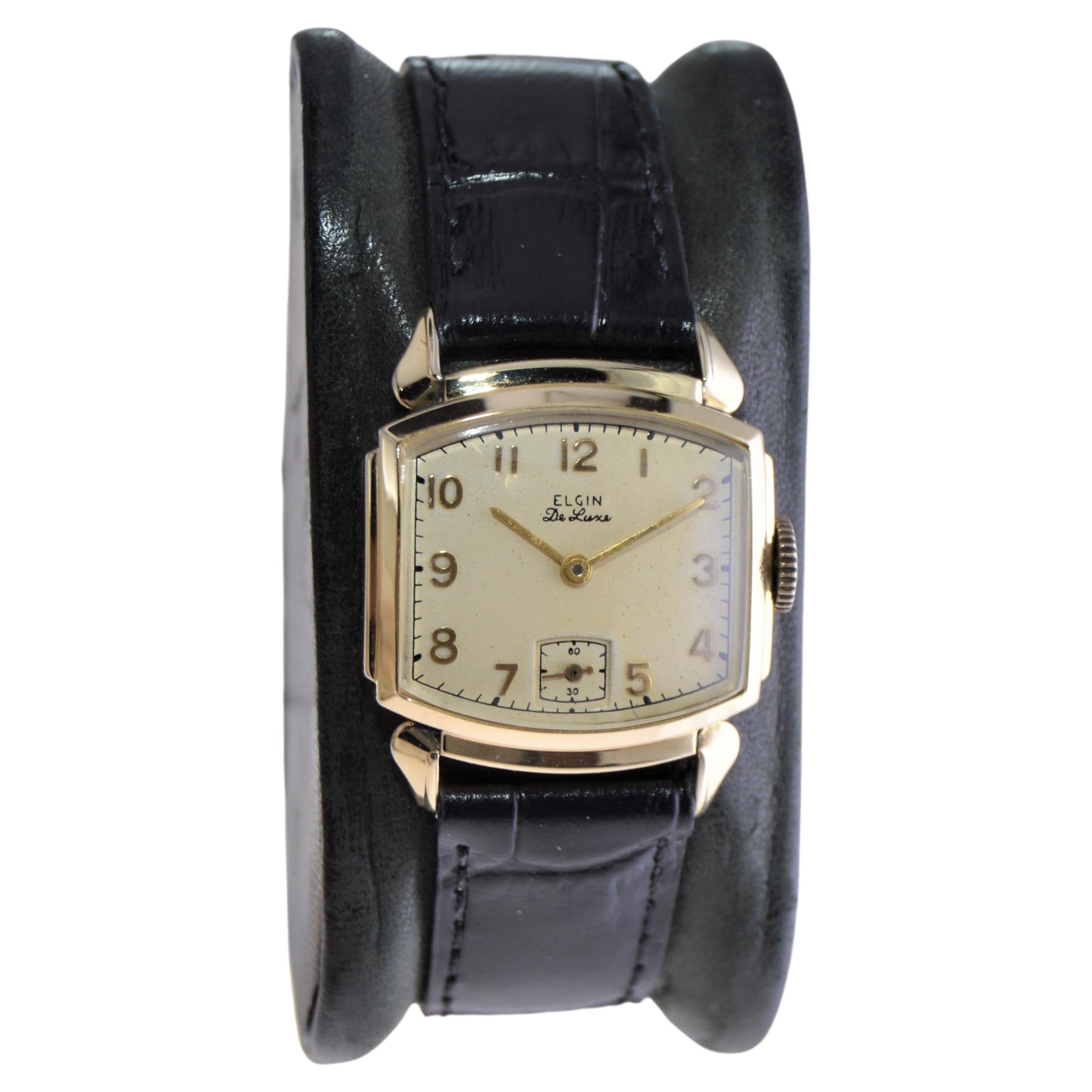 Elgin Gold Filled Art Deco Watch with Original Dial from 1940's For Sale
