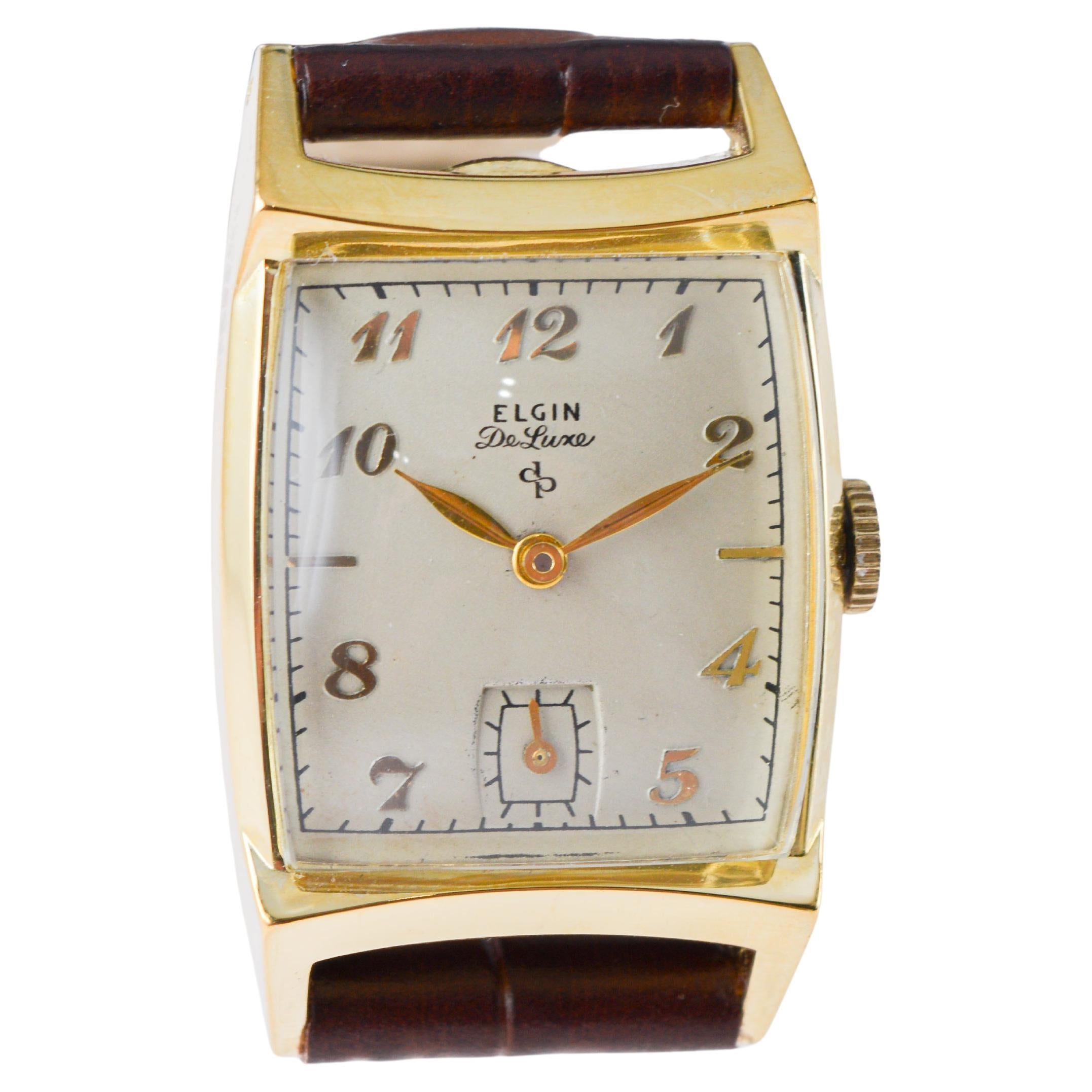 Montre en forme de tortue de luxe Art déco, en or, Elgin, circa 1940 en vente 6