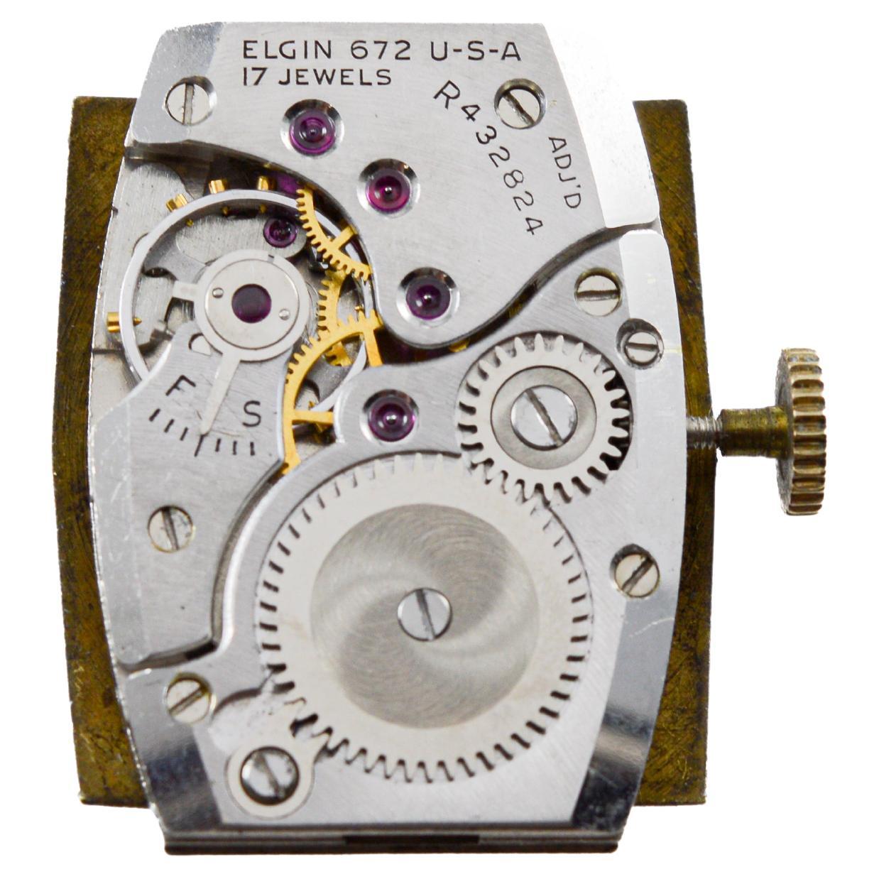 Montre en forme de tortue de luxe Art déco, en or, Elgin, circa 1940 en vente 13
