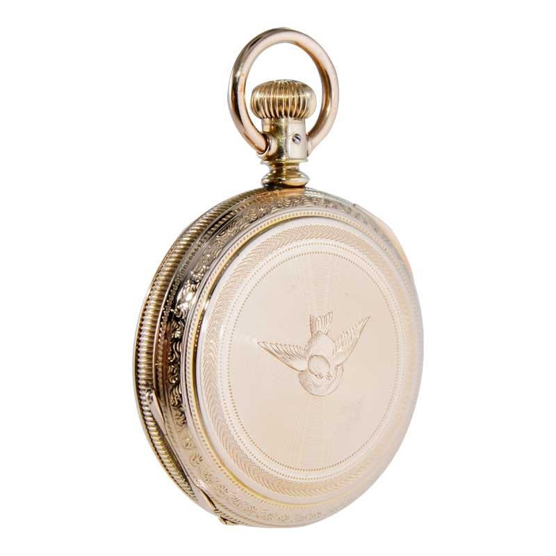 Elgin Gold Filled Hunters Case Pocket Watch from 1900 with Kiln Fired Dial 3