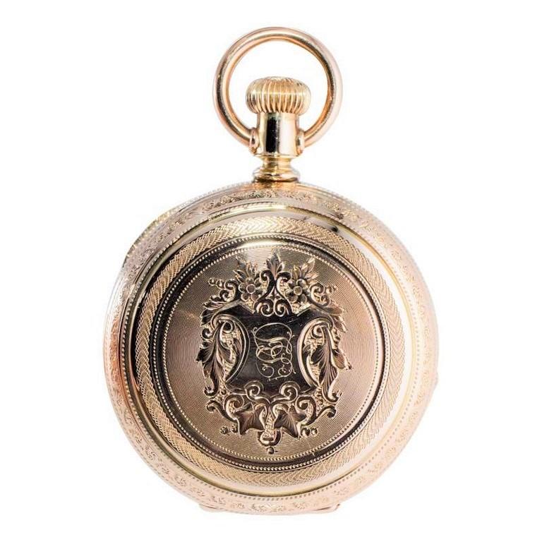 Elgin Gold Filled Hunters Case Pocket Watch from 1900 with Kiln Fired Dial 2