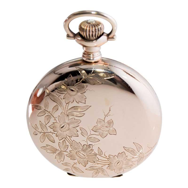 Elgin Gold Filled Pocket Watch with Unique Floral Engraving, circa 1907 For Sale 4
