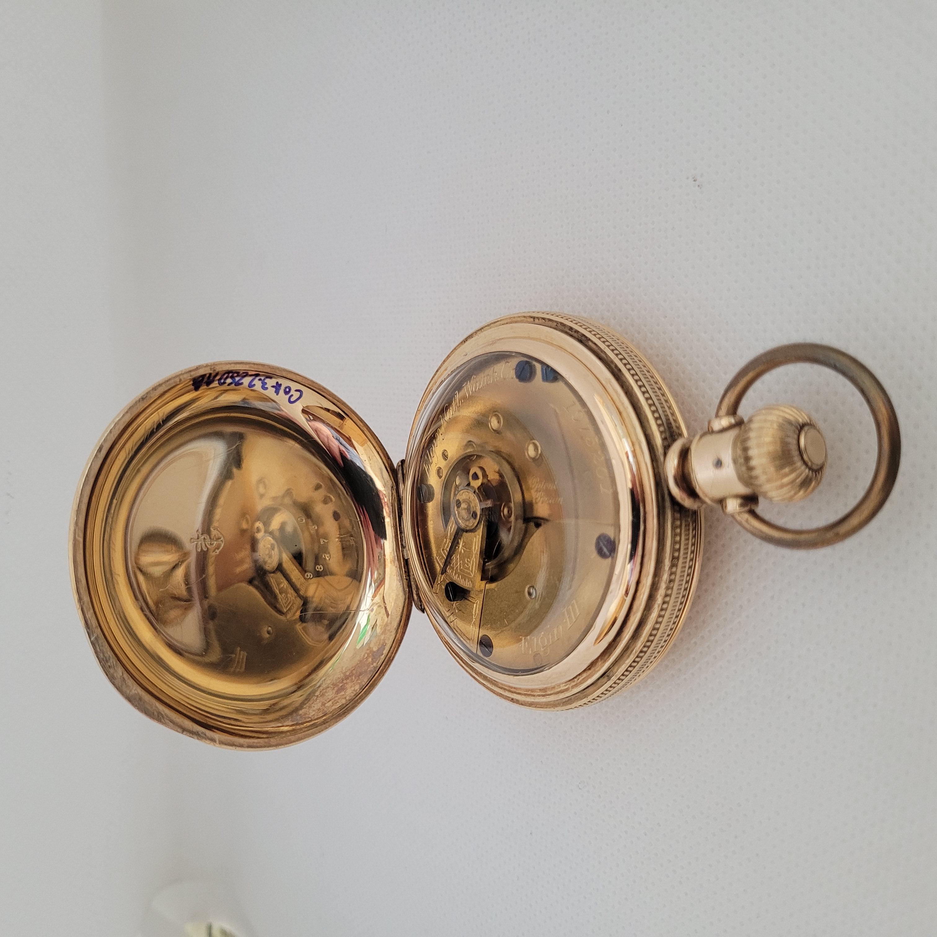 Elgin Gold Plated Pocket Watch, 53mm, 1886 Year, Hunting, Serviced/Warranty  For Sale 2