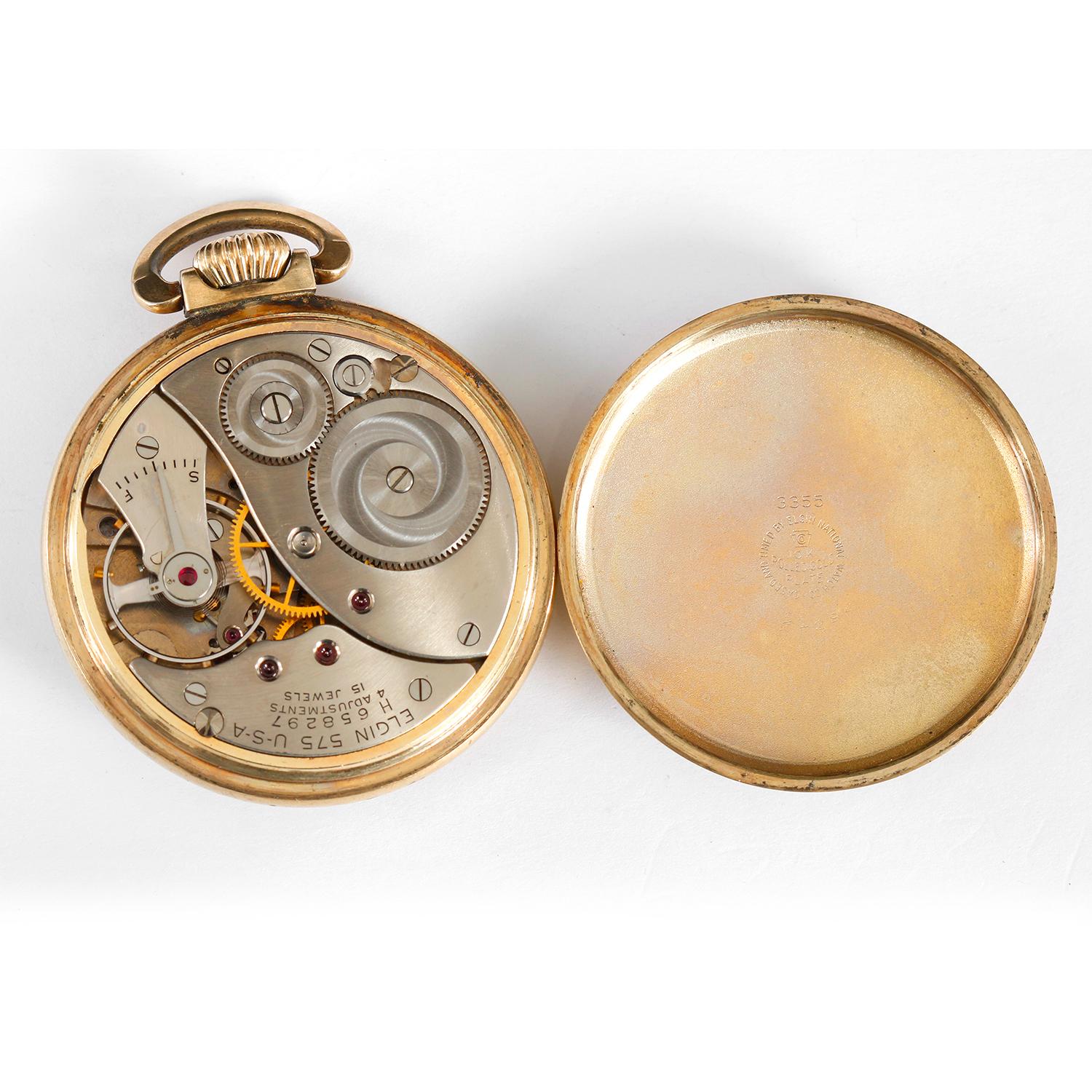 Reloj de bolsillo de esfera abierta Elgin Grado 575 en Excelente Estado en Dallas, TX