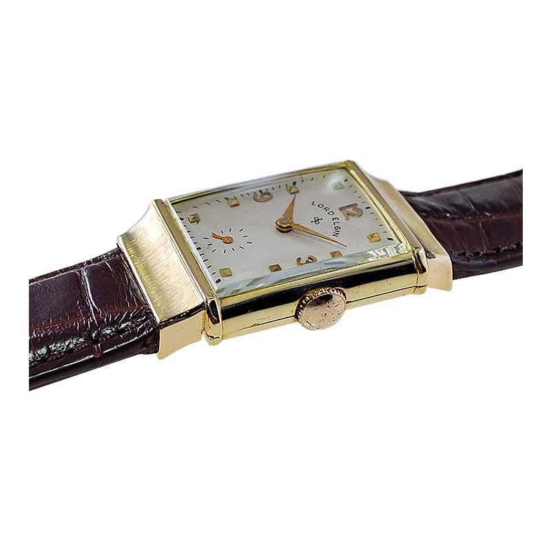 Elgin, Lord Elgin 14Kt. Solid Gold Art Deco Watch American Made From 1944  For Sale 6