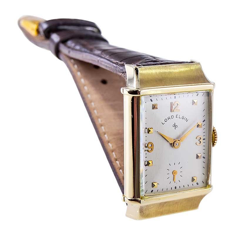 Elgin, Lord Elgin 14Kt. Solid Gold Art Deco Watch American Made From 1944  For Sale 1