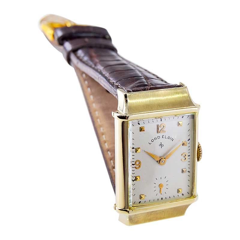 Elgin, Lord Elgin 14Kt. Solid Gold Art Deco Watch American Made From 1944  For Sale 2