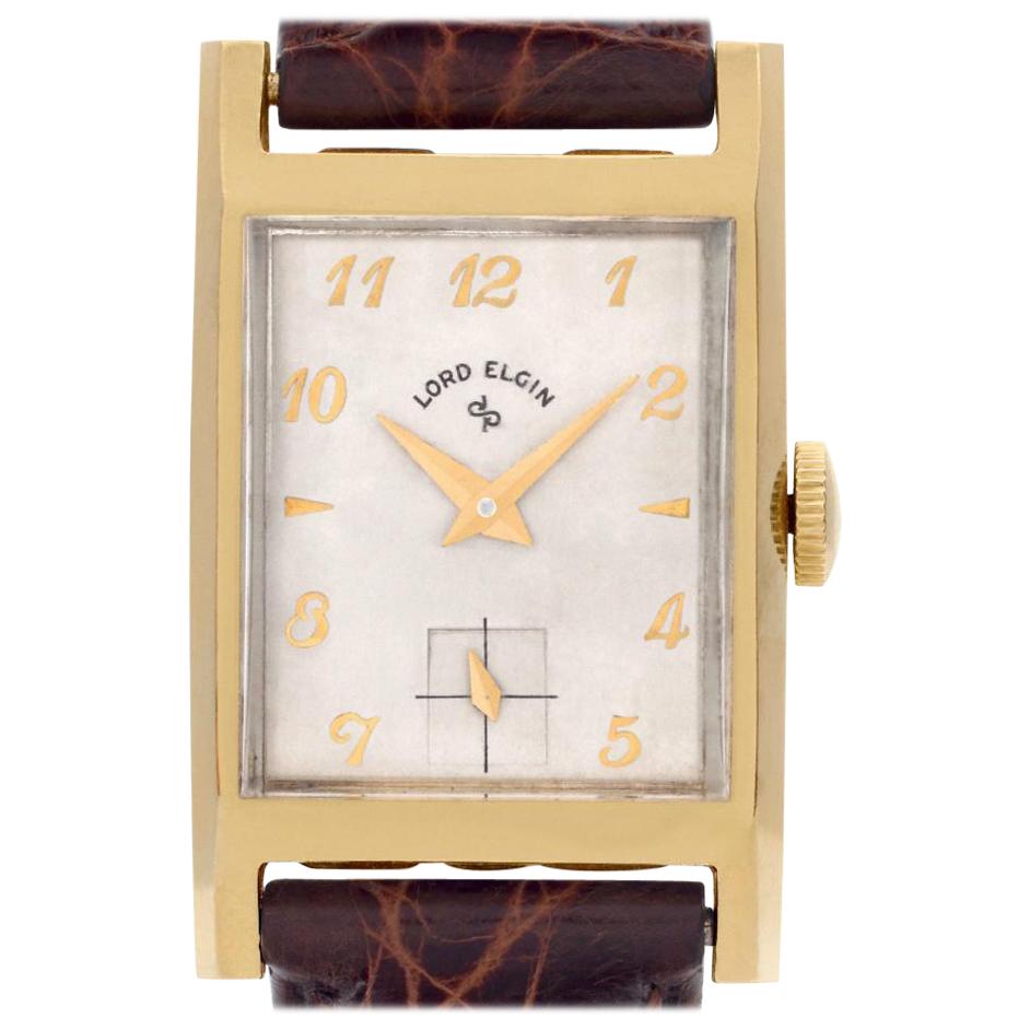 Elgin Lord Elgin 4532 14 Karat White Dial Manual Watch For Sale