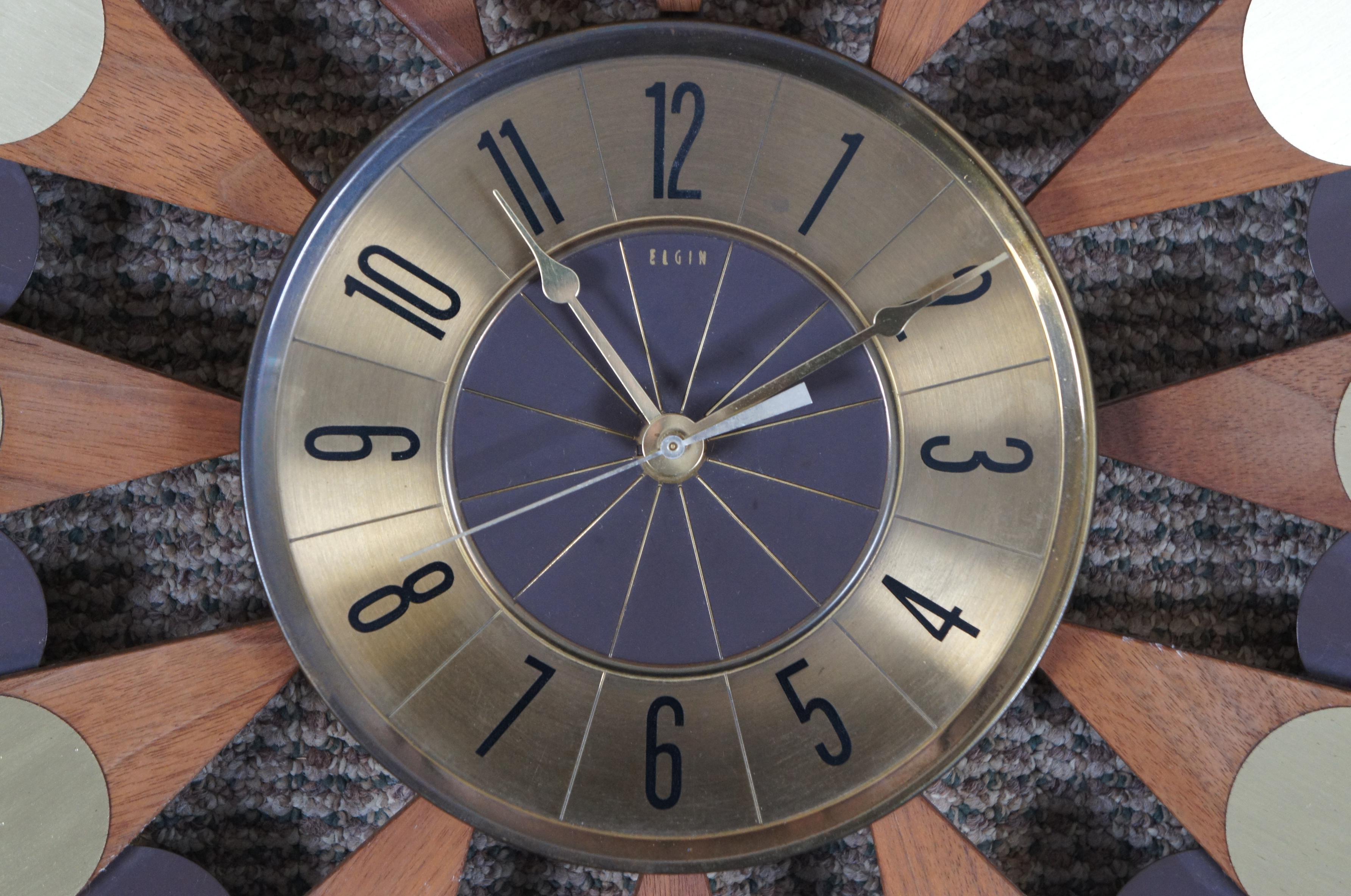 elgin mid century wall clock