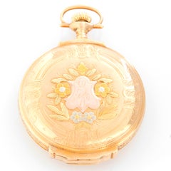 Elgin Multi Colored Box Hinged Gold Pocket Watch
