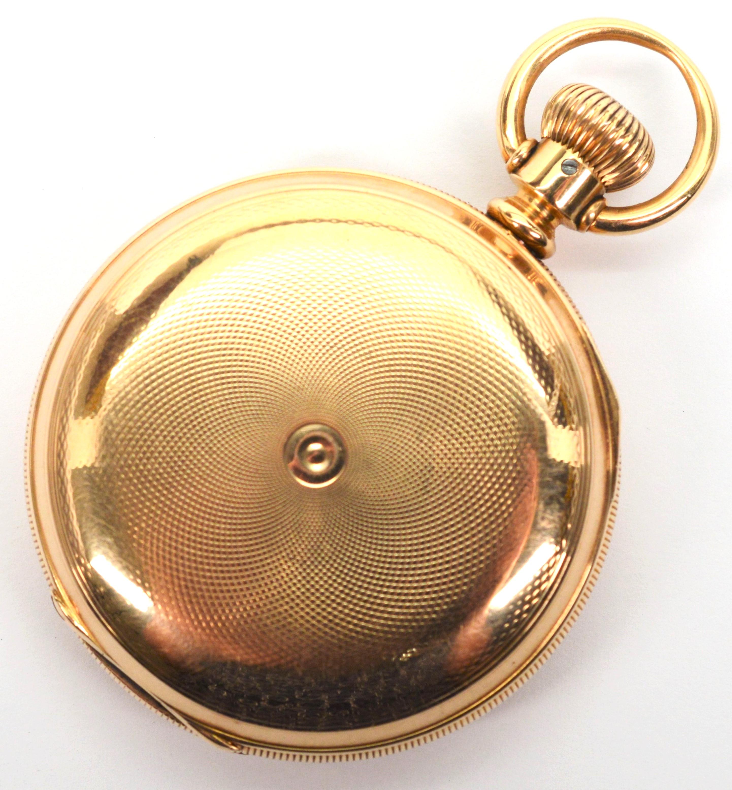 Elgin National 14K Yellow Gold Pocket Watch w Chain Elks Tooth Fob   In Good Condition For Sale In Mount Kisco, NY