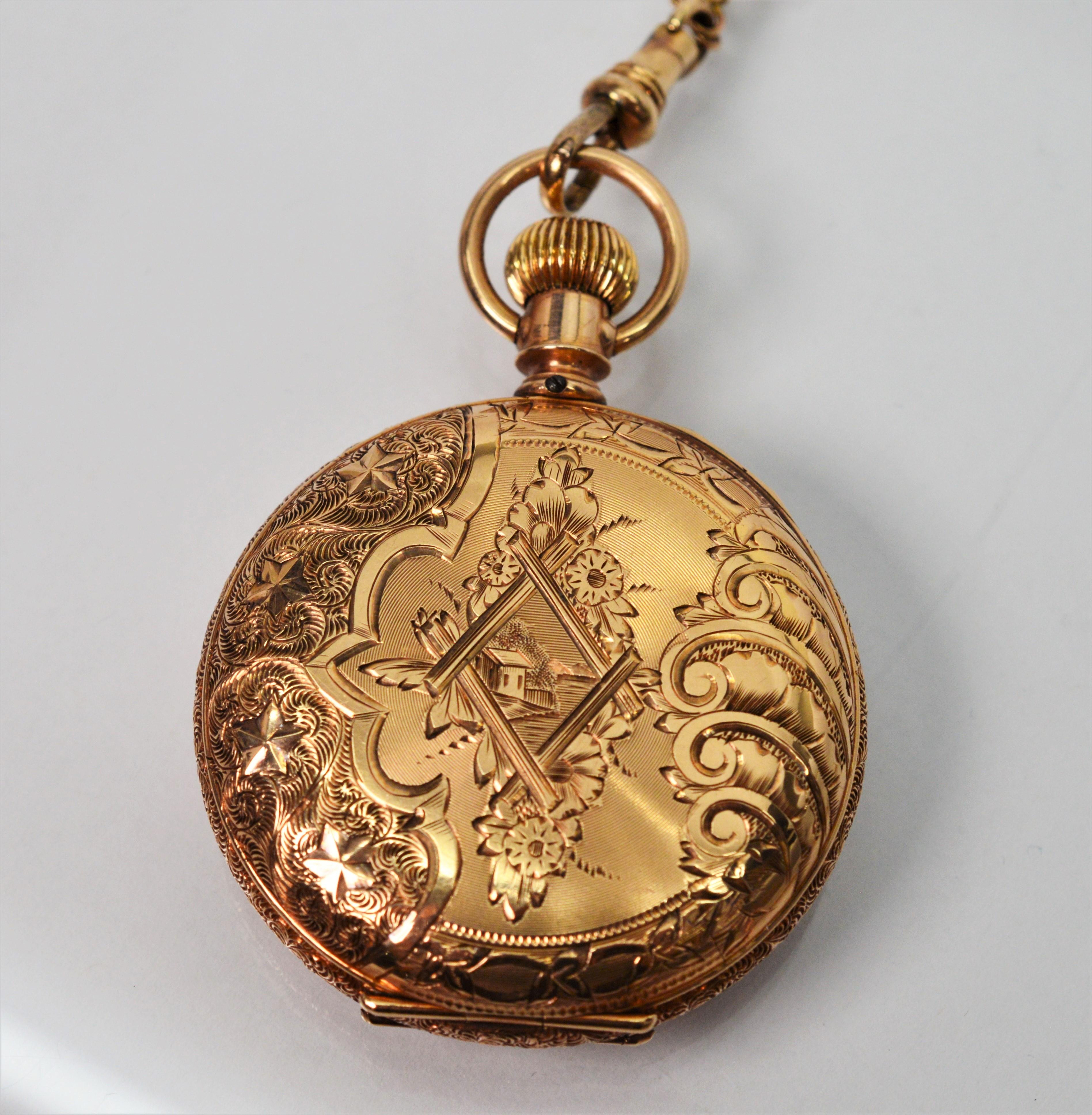 Elgin National Watch Co Ladies Antique Pocket Watch with Chain Pendant Necklace 6