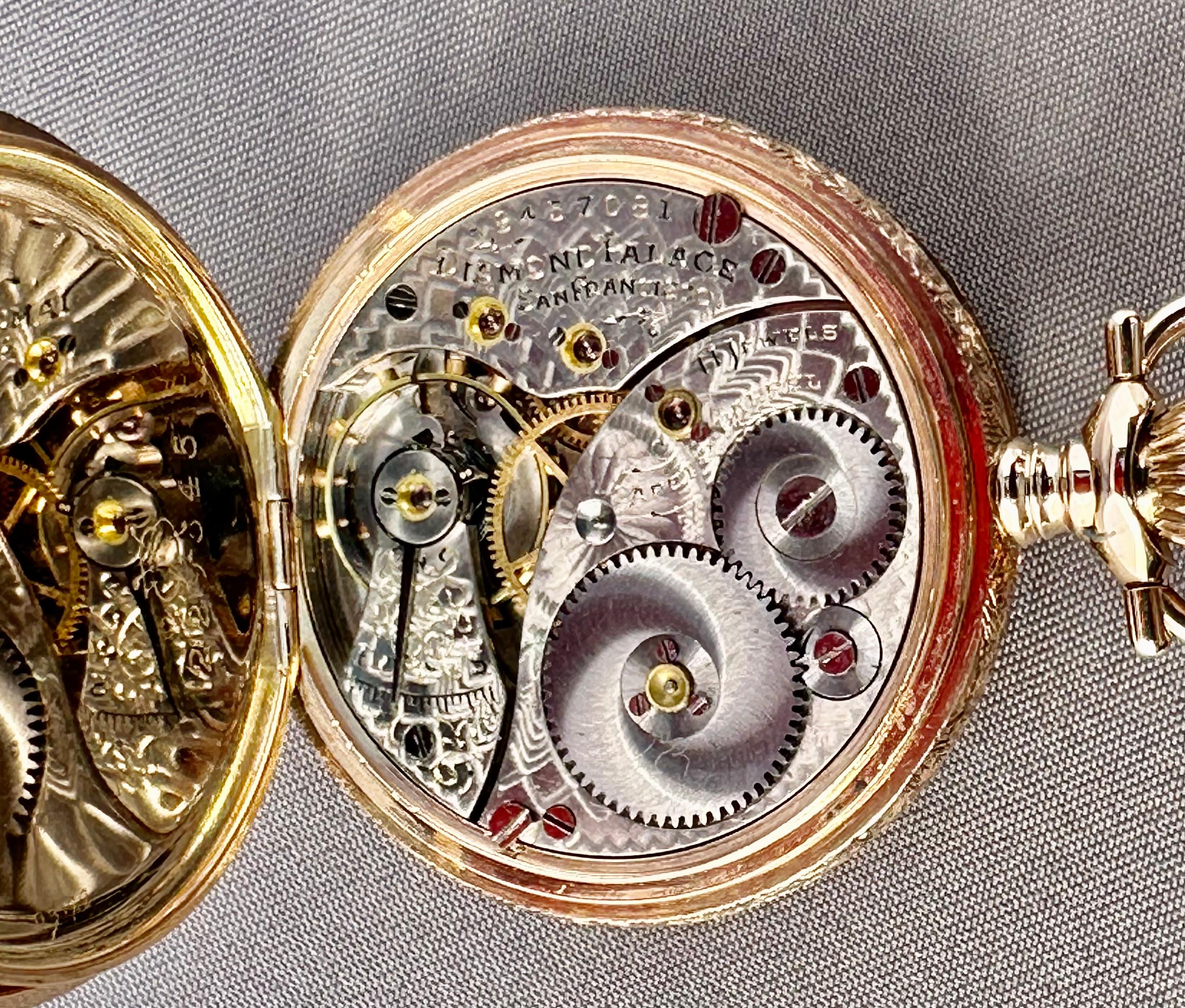 Femenino o masculino Elgin National Watch Co. Reloj de bolsillo de oro macizo de 14 quilates en perfecto estado