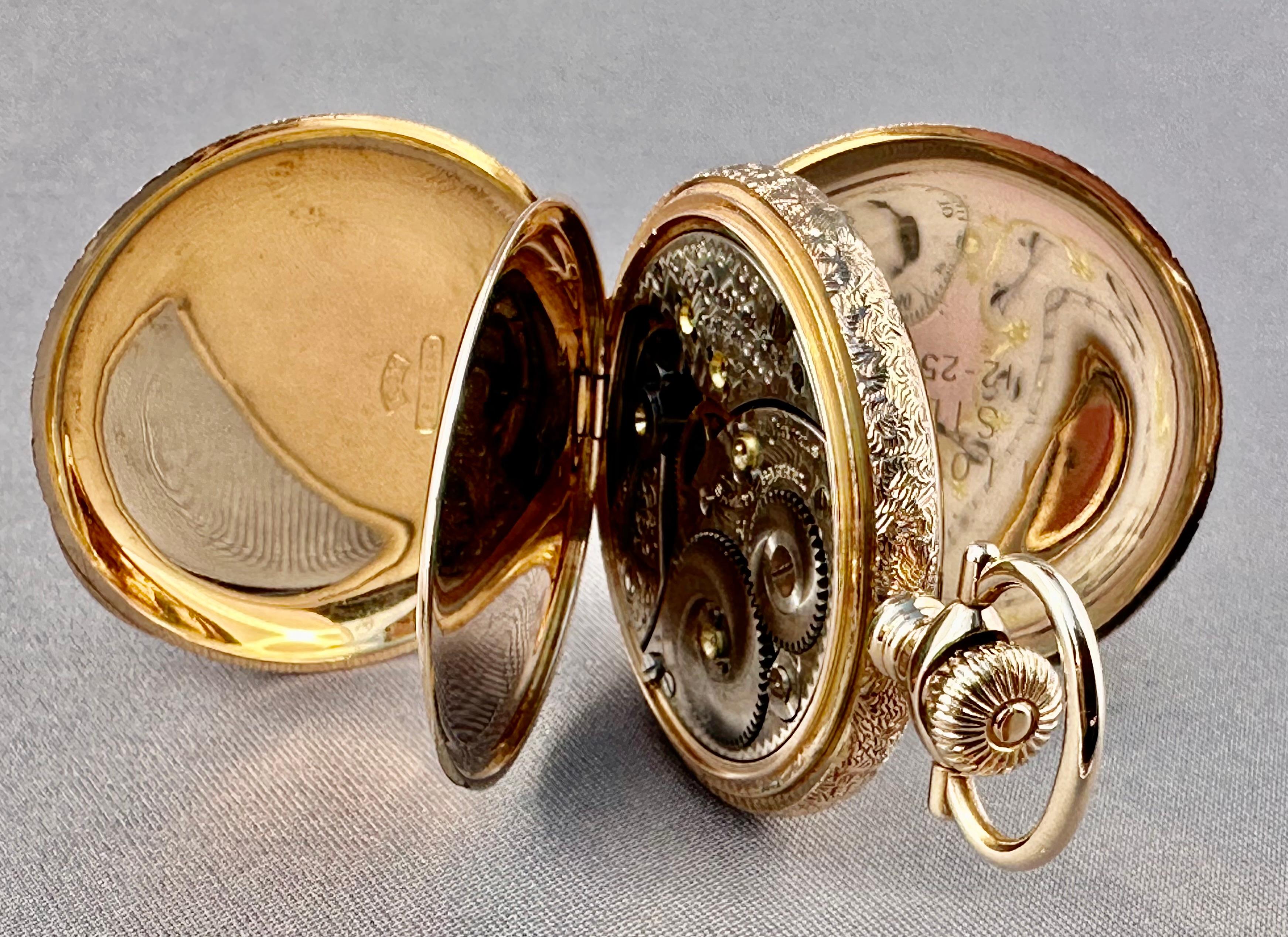 Elgin National Watch Co. Reloj de bolsillo de oro macizo de 14 quilates en perfecto estado en venta 1