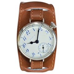 Reloj de conductor Elgin Nickle Early Right Handed Esfera esmaltada original de 1907