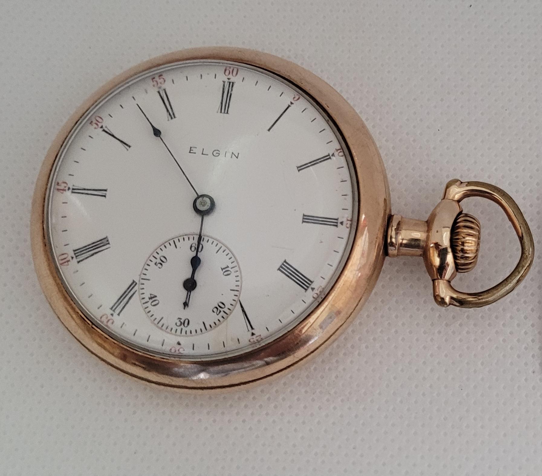 Edoardiano Orologio da tasca Elgin placcato oro funzionante 15 rubini 11066484 Anno 1905