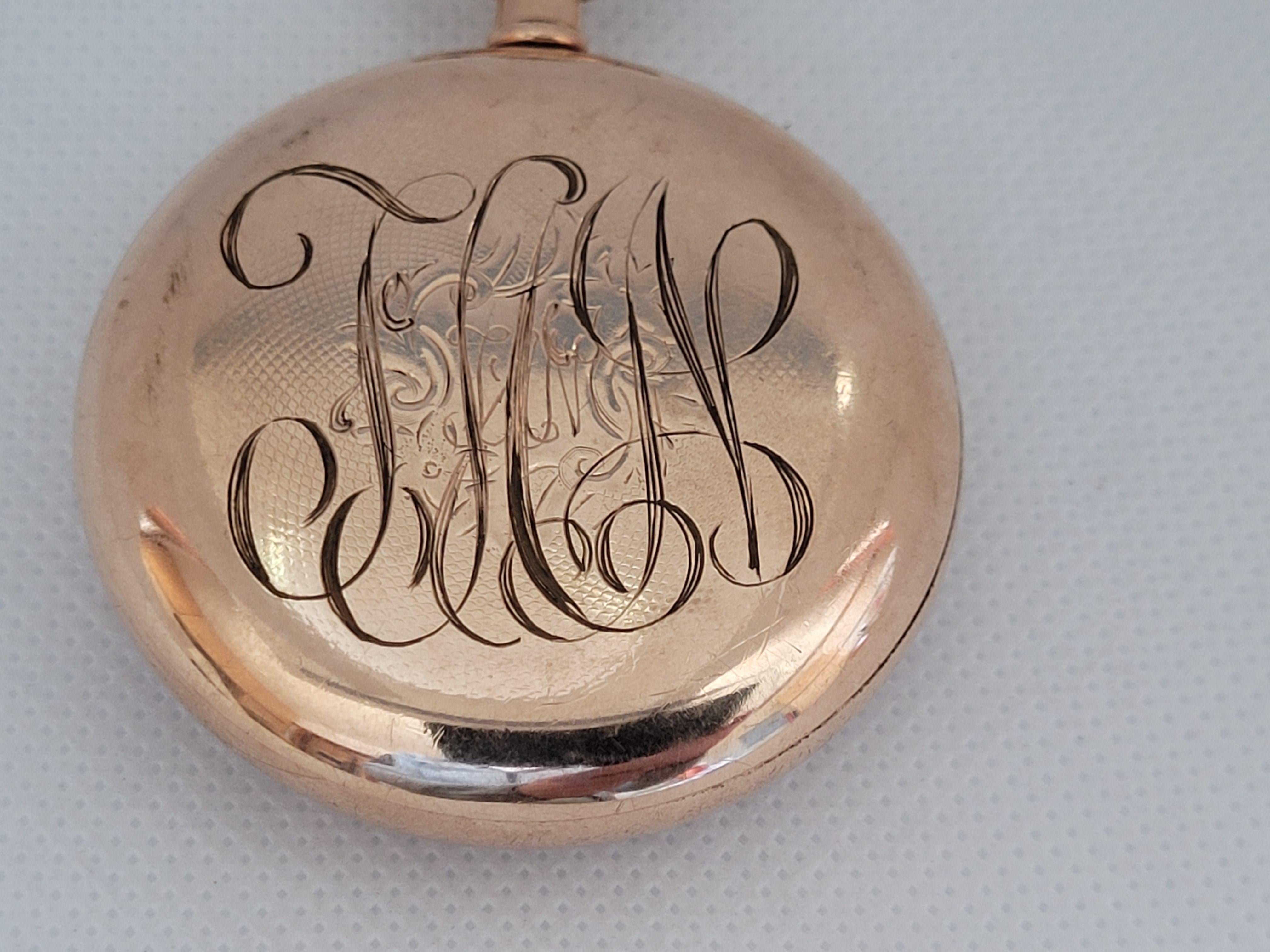 Elgin Pocket Watch Gold Plated Working 15 Jewels 11066484 Year 1905 In Good Condition In Rancho Santa Fe, CA