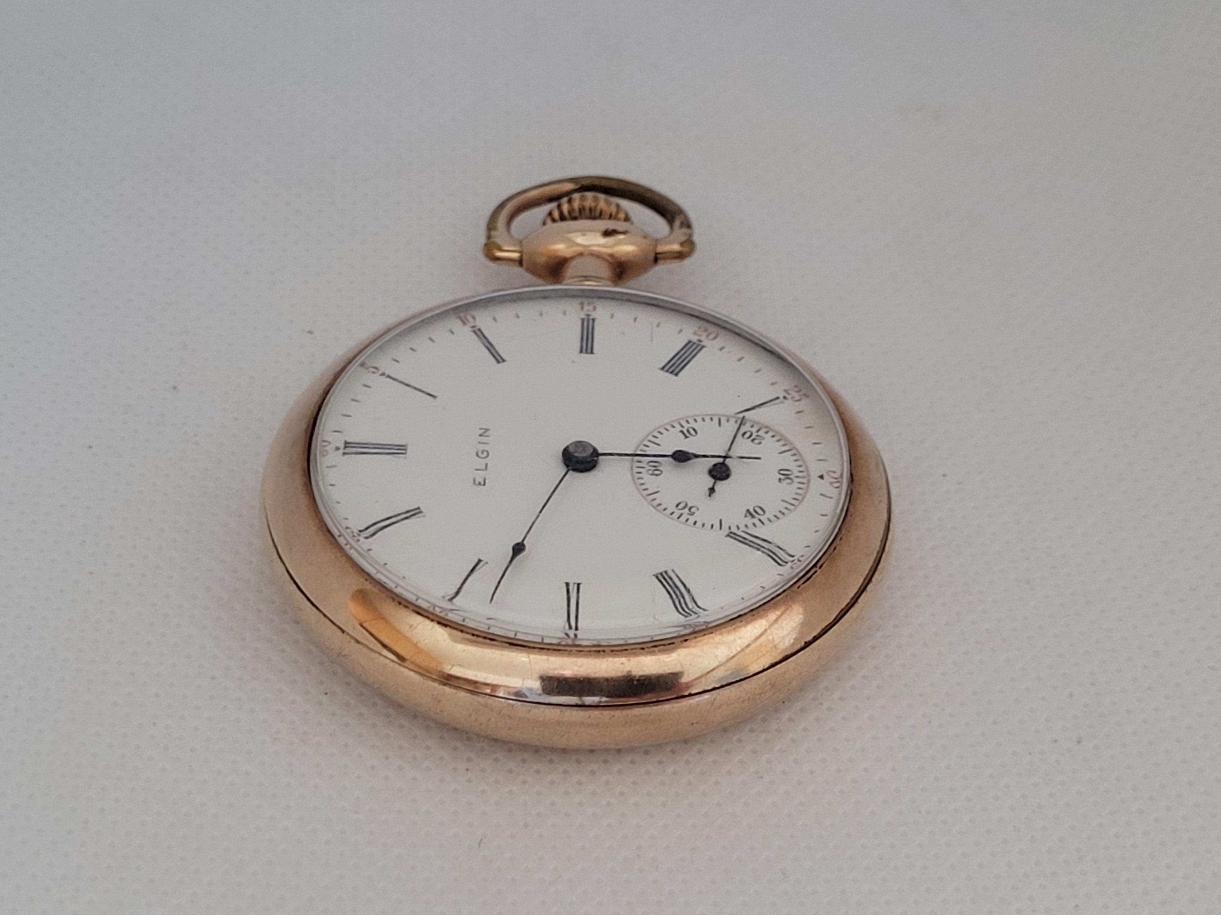 Women's or Men's Elgin Pocket Watch Gold Plated Working 15 Jewels 11066484 Year 1905