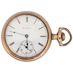 Antique Elgin Pocket Watch Gold Plated Working 15 Jewels 11066484 Year 1905