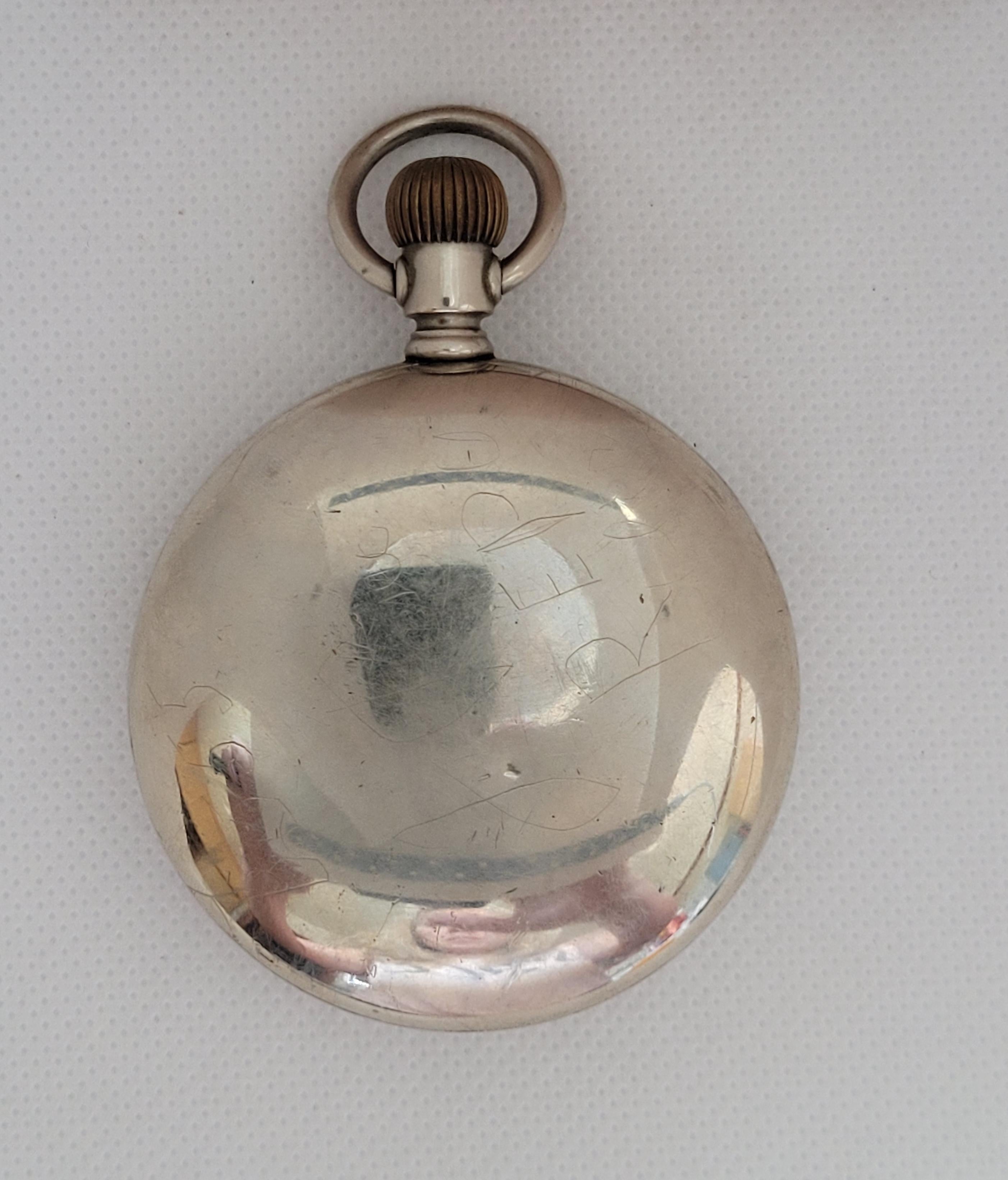 Women's or Men's Elgin Pocket Watch Silverode Railroad Heavy Working 7 Jewel Year 1921, 59mm Case For Sale