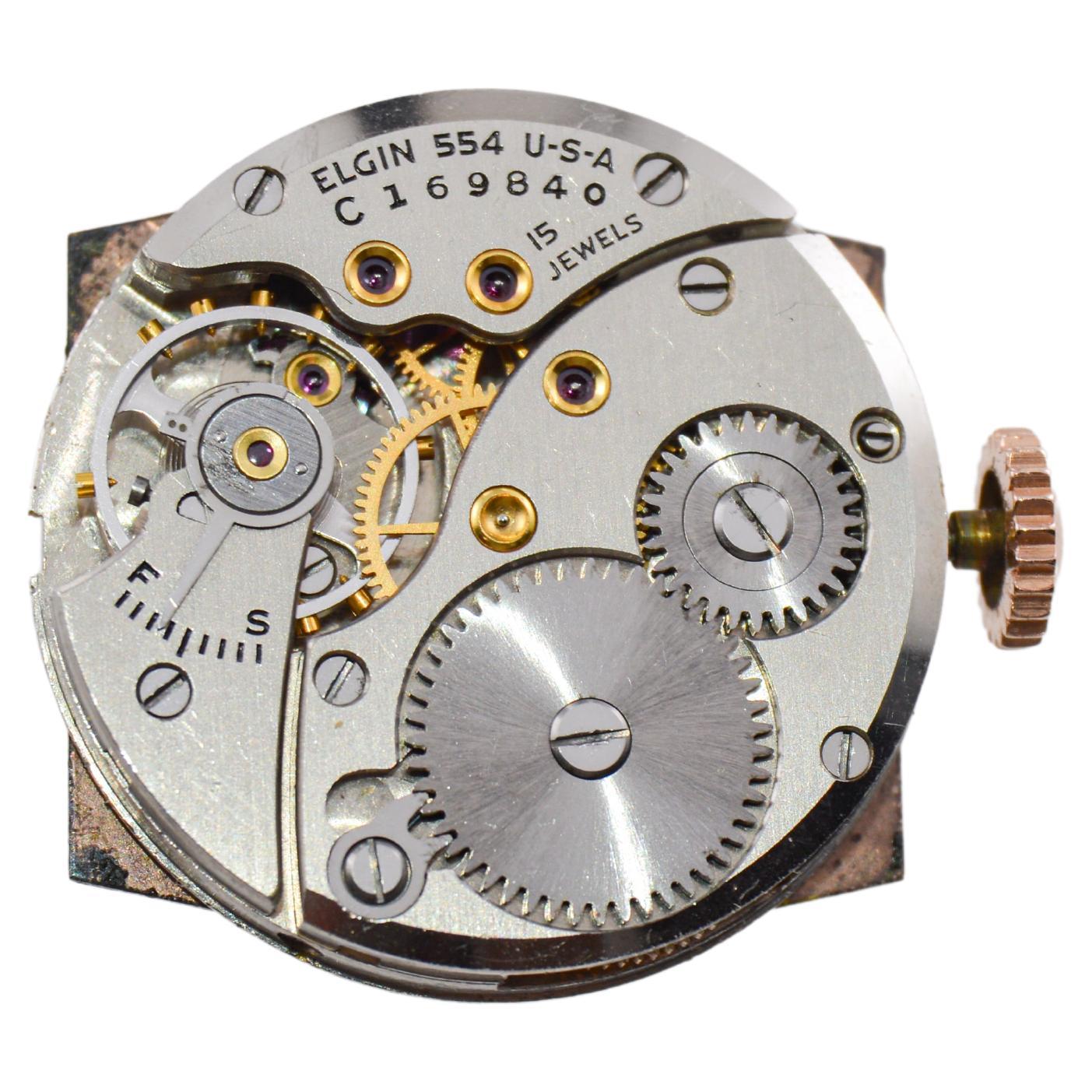 Elgin Rose Gold gefüllt Art Deco Uhr Tortue geformte Uhr aus den 1940er Jahren  im Angebot 6