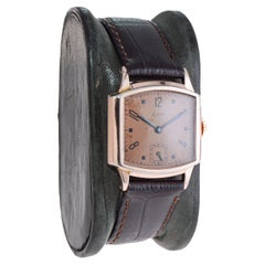 Elgin Rose Gold Filled Art Deco Watch Tortue Shaped Watch from 1940's