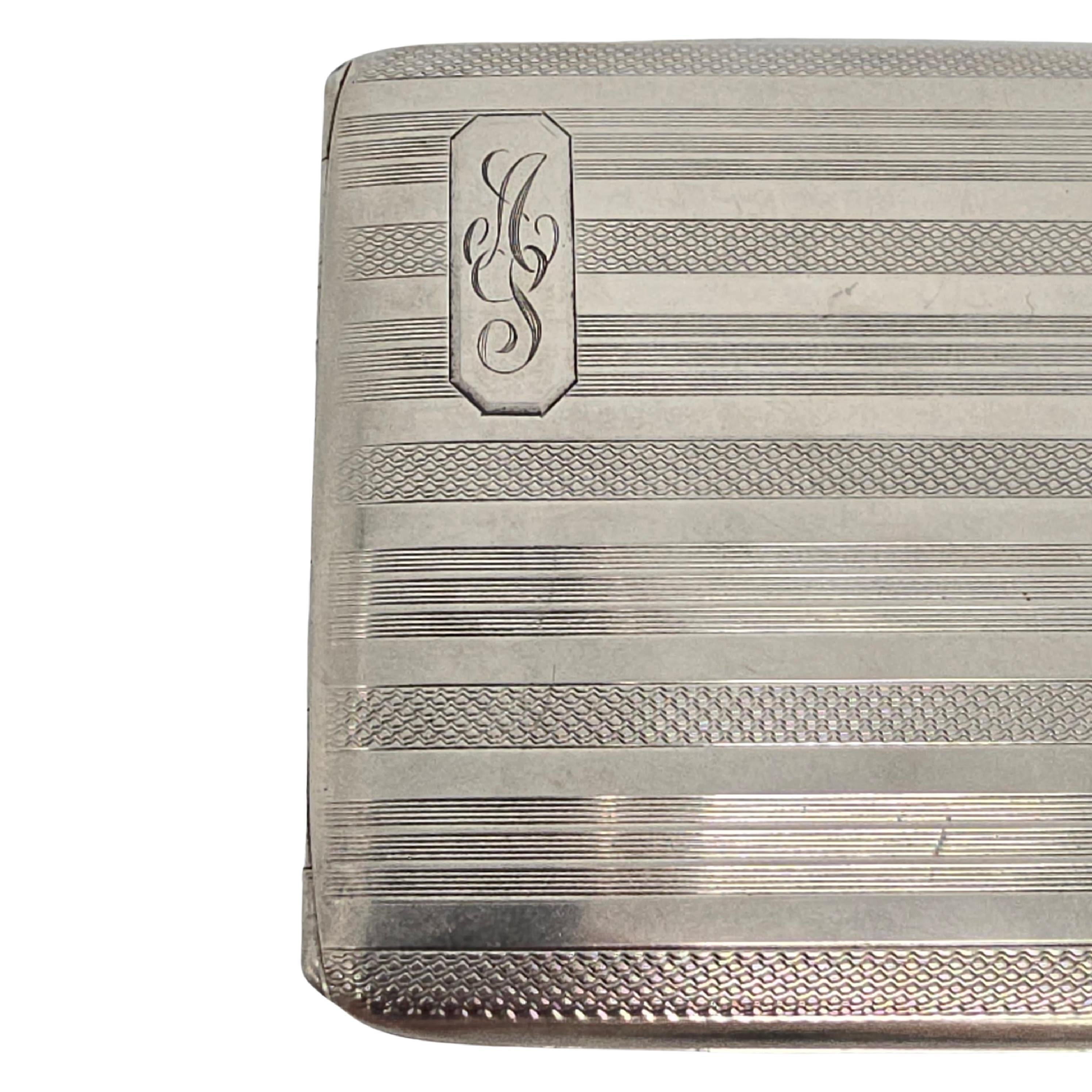 Elgin Sterling Silver Cigarette Case with Monogram #18805 3