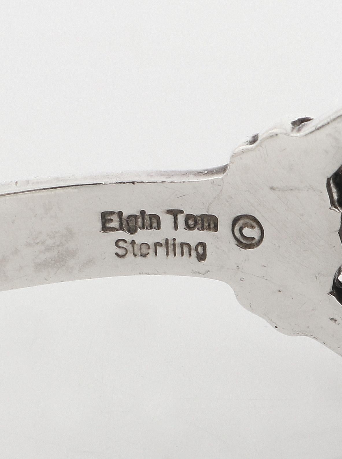 ELGIN TOM Navajo Sterling Silver Purple Charoite Stone Open Cuff Bracelet Signed 6
