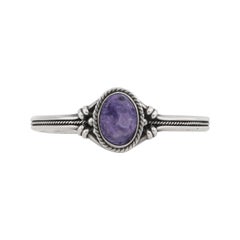 ELGIN TOM Navajo Sterling Silver Purple Charoite Stone Open Cuff Bracelet Signed