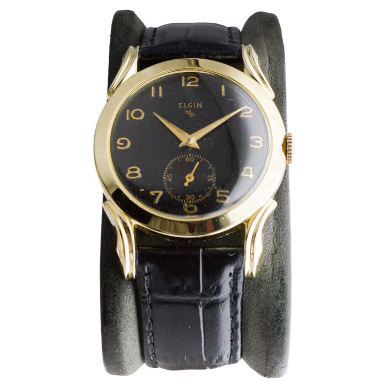 Elgin Yellow Gold Filled Automatic Art Deco Watch, circa 1960's with ...