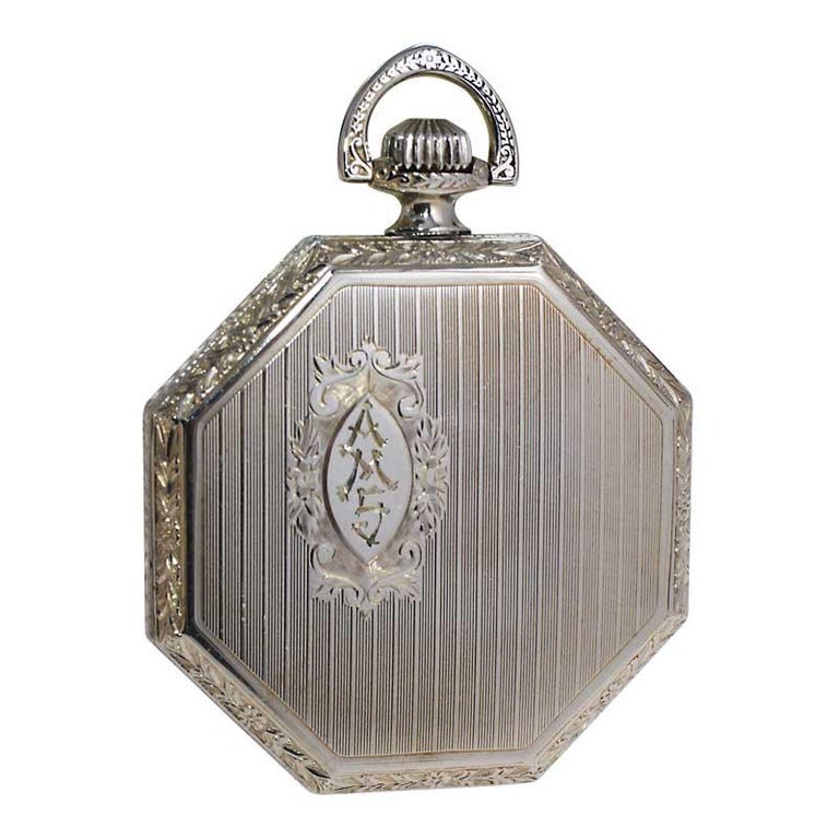 Elgin White Gold Filled Art Deco Pocket Watch from 1923 with  display picture 3