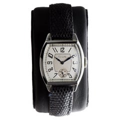 Elgin White Gold Filled Art Deco Watch circa 1920's with Original Patinated Dial