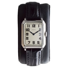 Elgin White Gold Filled Art Deco Watch With Bracelet and Strap circa 1927