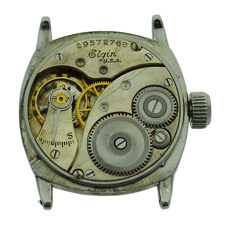 Elgin White Gold Filled Art Deco Wristwatch From 1926 with Original Strap 5