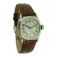 Elgin White Gold Filled Art Deco Wristwatch From 1926 with Original Strap