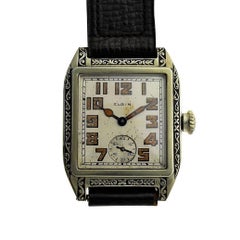 Elgin White Gold Filled Art Deco Manual Wristwatch, circa 1926