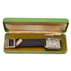 Vintage Elgin White Gold Filled Art Deco Manual Wristwatch, circa 1926