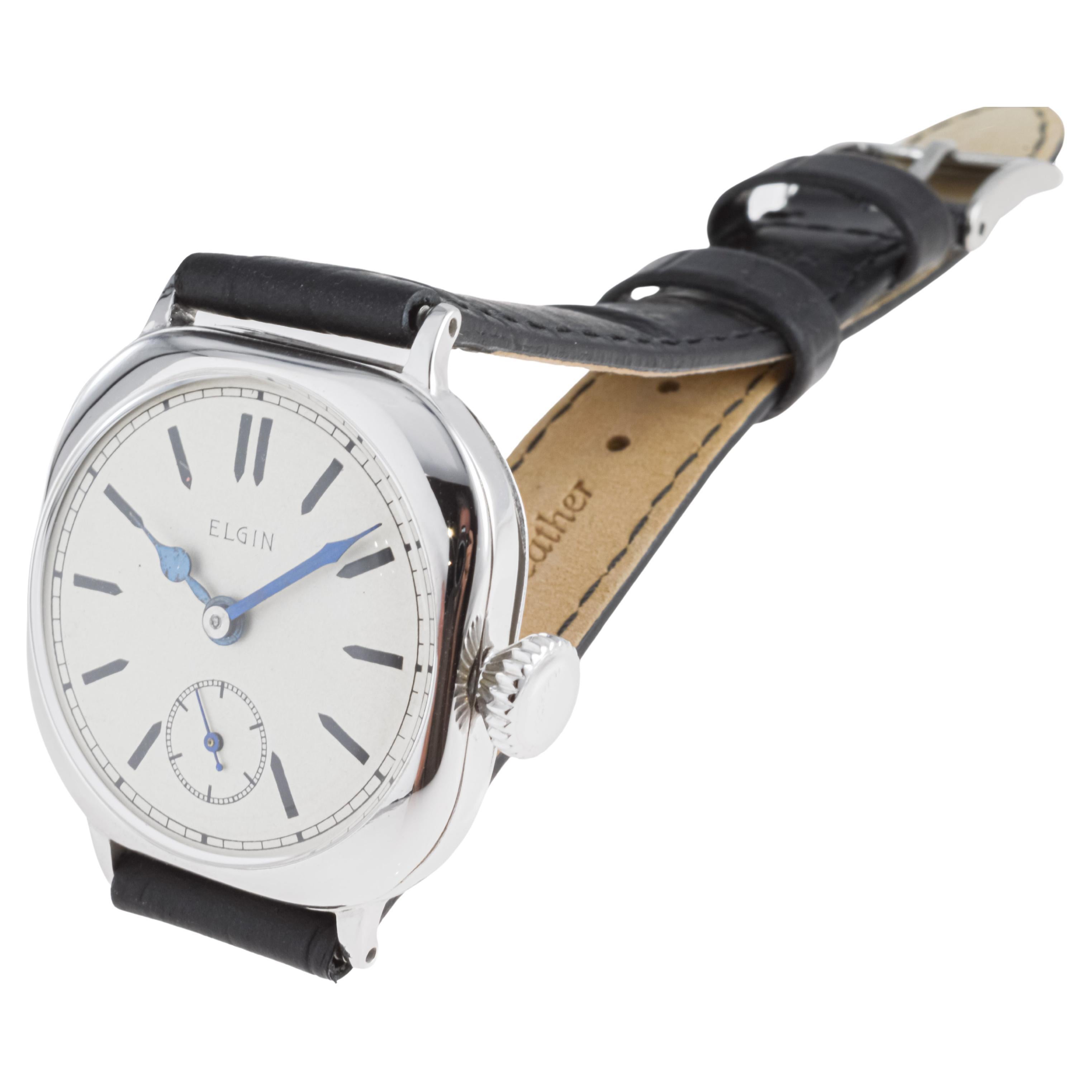Elgin White Gold Filled Watch with Flawless Original Dial from 1908 For Sale 5