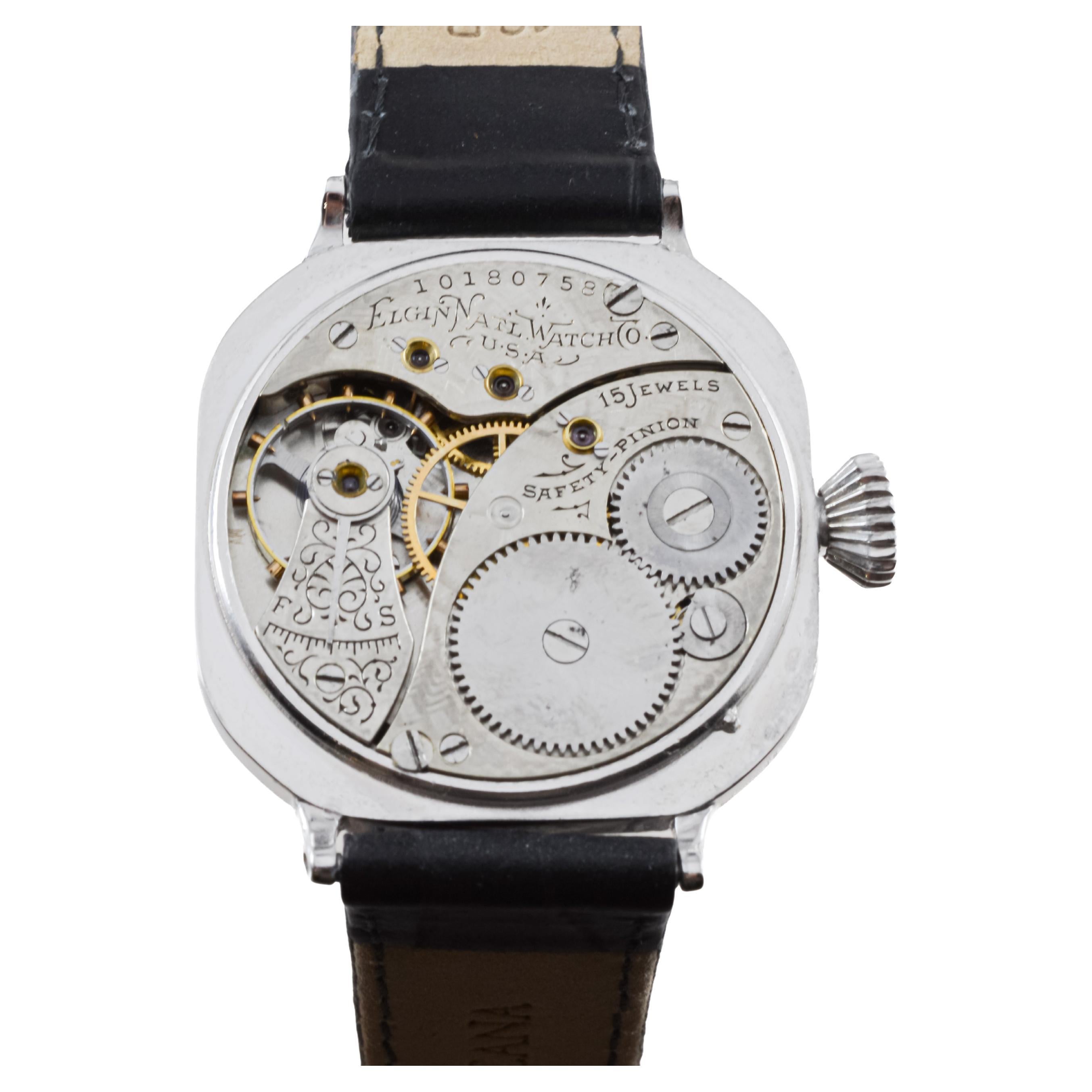 Elgin White Gold Filled Watch with Flawless Original Dial from 1908 For Sale 9