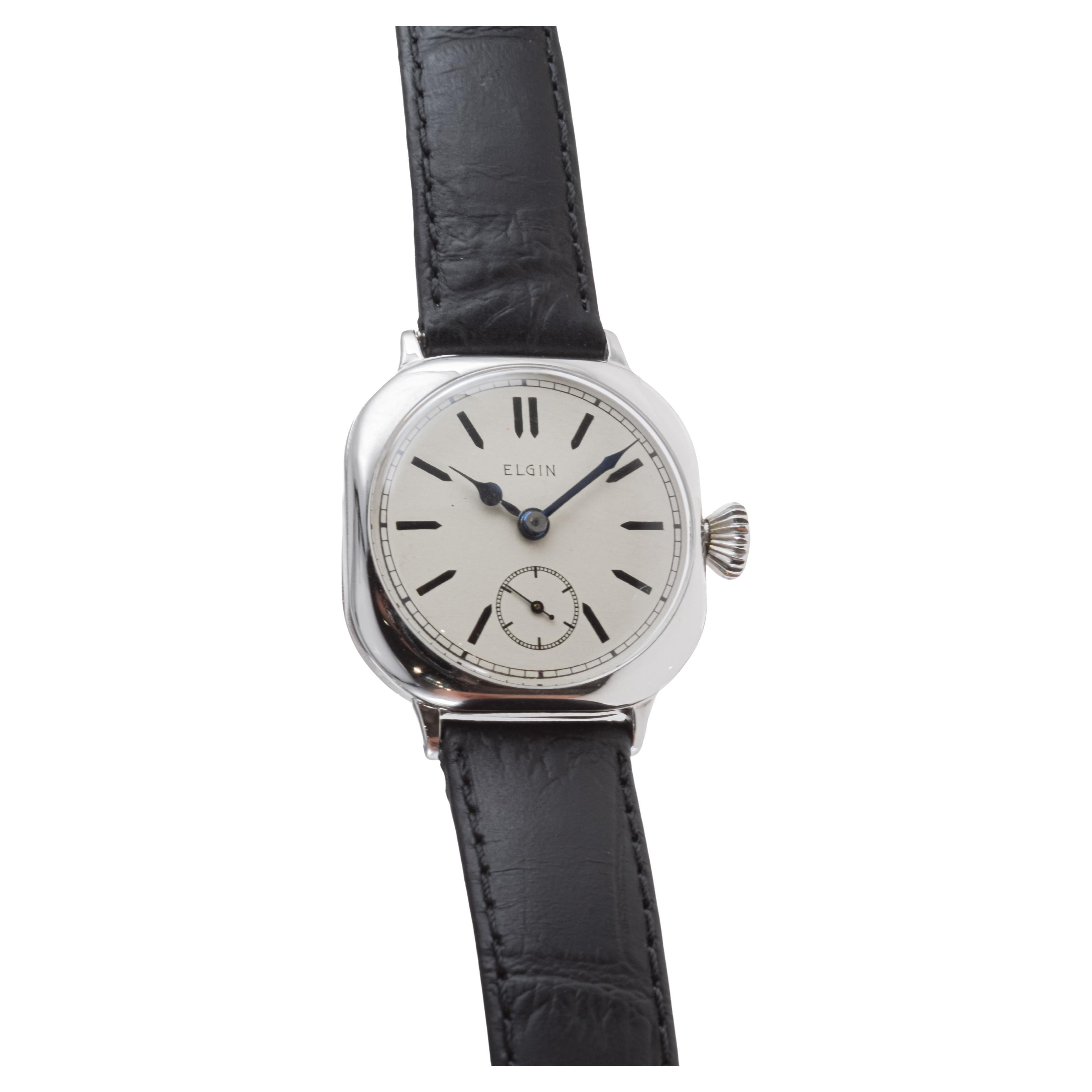 Elgin White Gold Filled Watch with Flawless Original Dial from 1908 For Sale 2