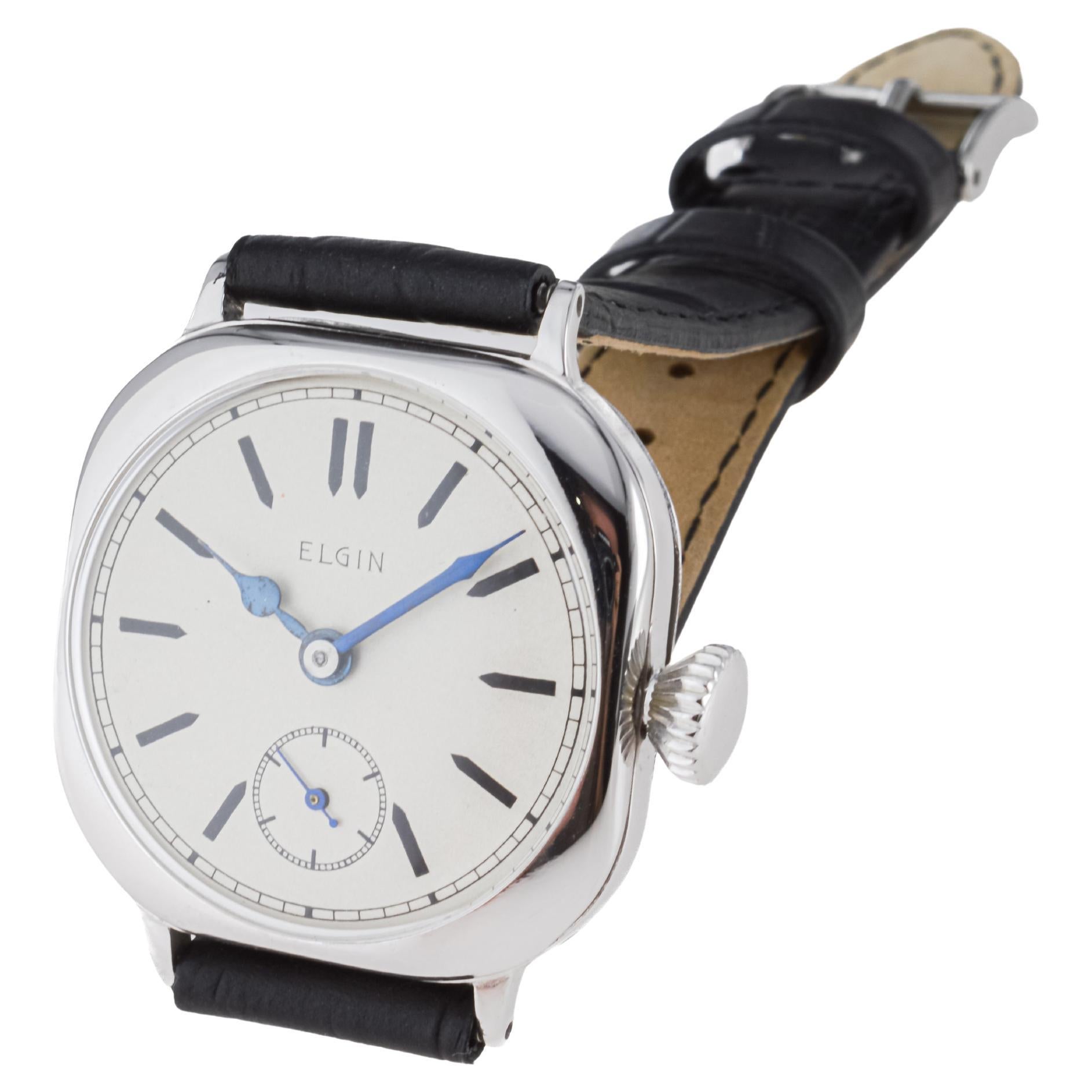 Elgin White Gold Filled Watch with Flawless Original Dial from 1908 For Sale 4