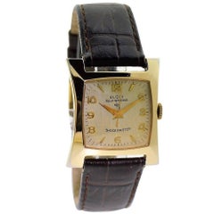 Vintage Elgin Yellow Gold Filled Art Deco Automatic Wristwatch, 1960s
