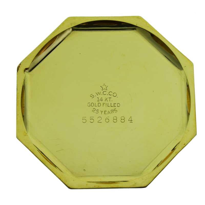 Elgin Yellow Gold Filled Art Deco Octagon Shaped Pocket Watch from 1924 3