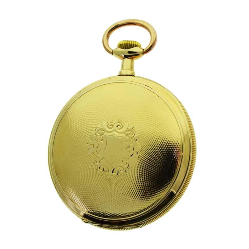 Elgin Yellow Gold Filled Art Deco Open Faced Pocket Watch from 1906 In Excellent Condition In Long Beach, CA