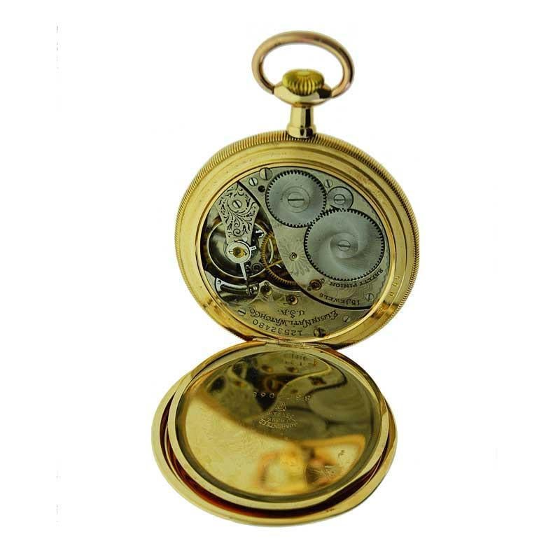 Elgin Yellow Gold Filled Art Deco Open Faced Pocket Watch from 1906 1